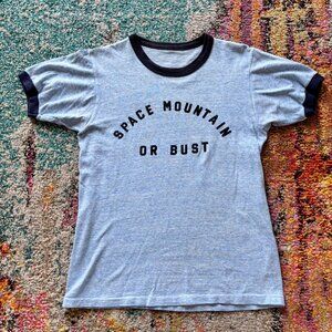 Disney Space Mountain Ringer T-Shirt – Blue 1970s Vintage Style Park Graphic Tee